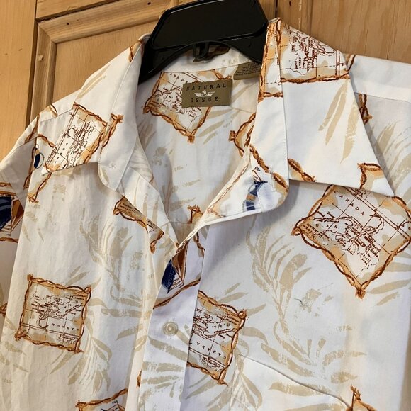 Natural Issue Mens Vintage Hawaiian Sailboat No Wrinkle Shirt Large White SP EXC - Picture 4 of 12